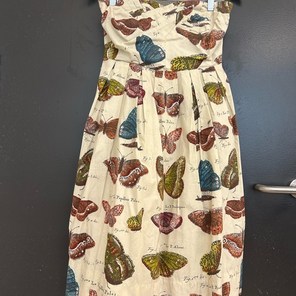 Maeve (Anthropologie) Size 4 Butterfly Print Strapless Dress with tule skirt EUC - Picture 3 of 11